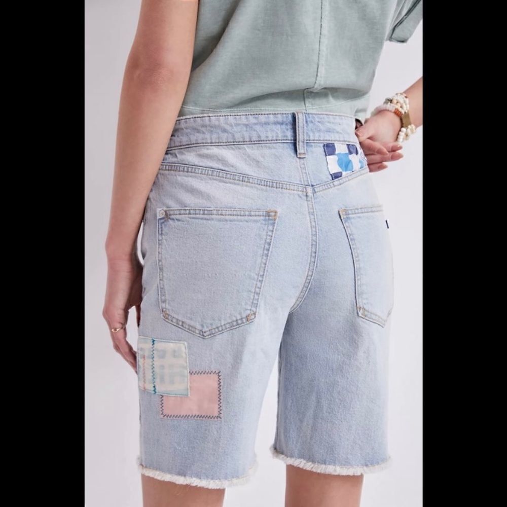 Pilcro Ultra High-Rise Patchwork Denim Bermuda Shorts - Picture 3 of 12